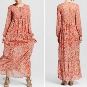 Xhilaration bohemian floral print maxi dress L